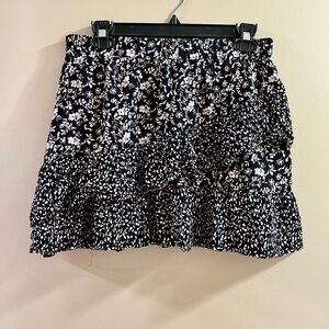 Art Class Pink and Black Floral Ruffle Miniskirt Size Girls XXL